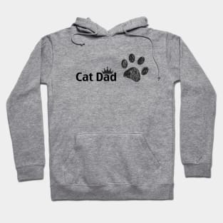 ''Cat Dad'' text. Doodle dog paw print and crown Hoodie